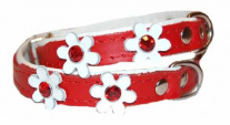 Ошейник для собак кожаный Swarovski Red Flowers