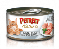 Petreet консервы для кошек кусочки розового тунца с рыбой дорада